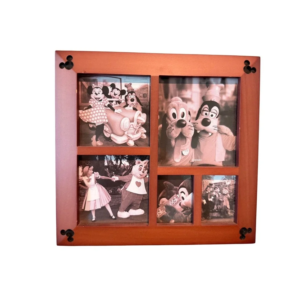 Disney Parks Mickey Mouse Collage Picture Frame Wood Cherry Finish 9x9 F204-7090
